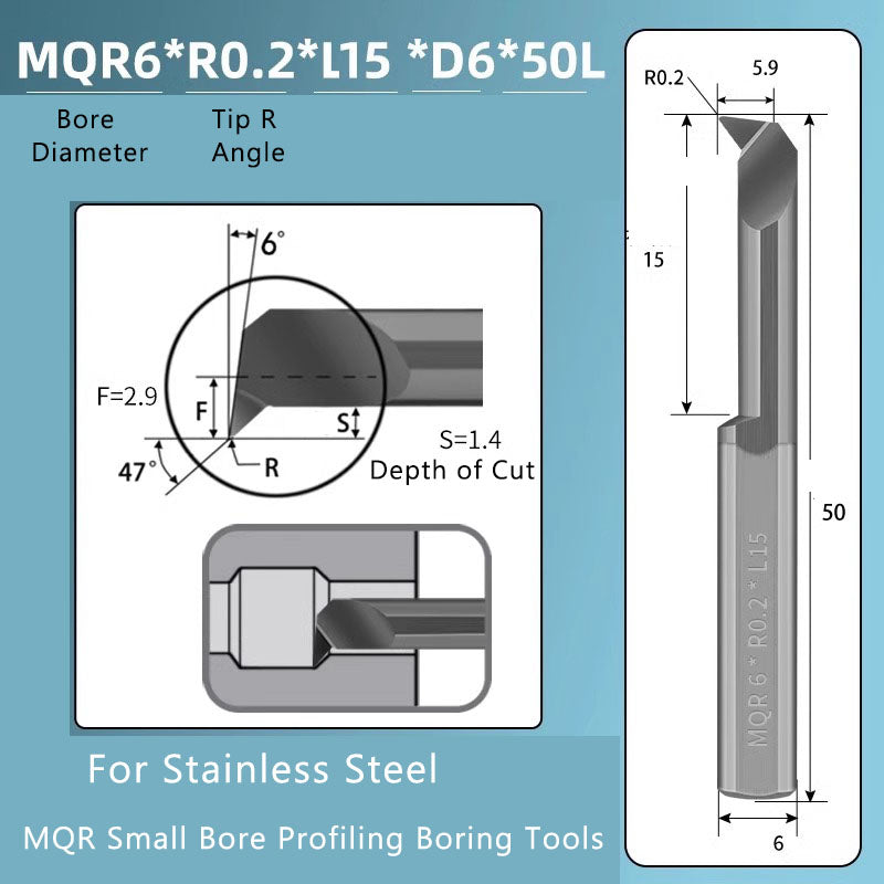 Small Hole Boring Tool Tungsten Steel Alloy MQR CNC Shockproof Inner Hole Boring Bar Micro Small Hole Turning Tool Shandong Denso Pricision Tools Co.,Ltd.
